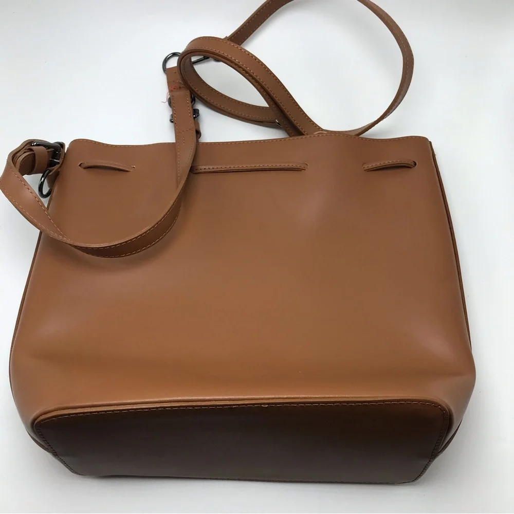 Christian Laurier Birgit Camel Leather Bucket Bag